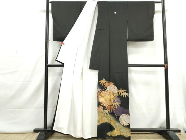 平和屋着物■豪華黒留袖 作家物 駒刺繍 雪輪笹花文 暈し染め 金彩 正絹 逸品 DABI1728qa