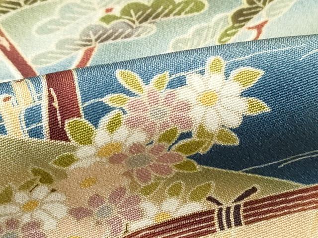 平和屋着物■豪華黒留袖 友禅 風景花松文 暈し染め 正絹 逸品 DABI1737qa