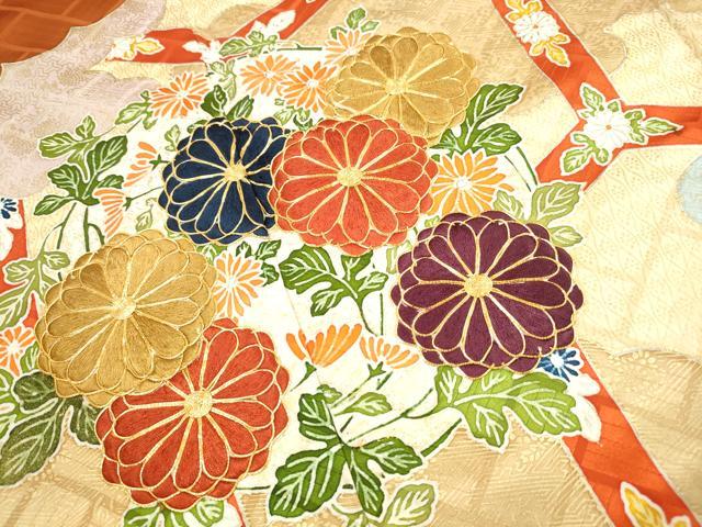平和屋着物■豪華振袖 駒刺繍 雲取り亀甲花文 梅 桐 金彩 正絹 逸品 DABI1742qa