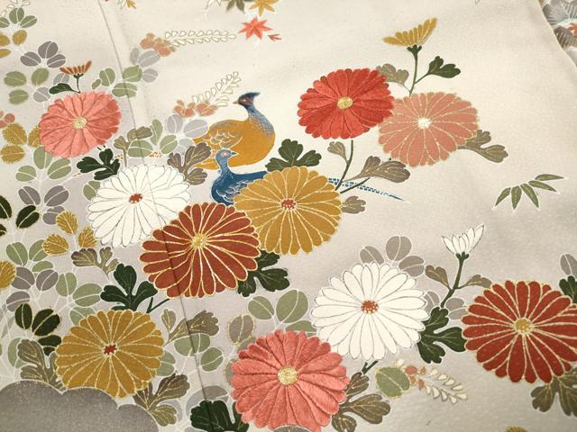 平和屋着物■豪華色留袖 駒刺繍 孔雀花文 暈し染め 金彩 正絹 逸品 DABI1743qa