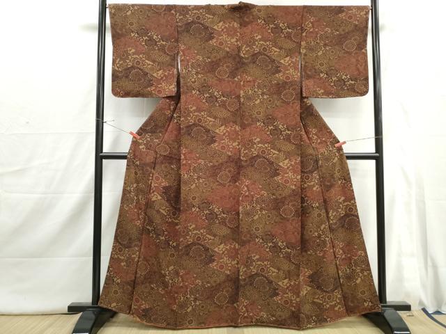 平和屋着物■上質な小紋 型染め 松皮菱花唐草文 正絹 逸品 未使用 DABI1745qa
