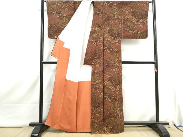 平和屋着物■上質な小紋 型染め 松皮菱花唐草文 正絹 逸品 未使用 DABI1745qa
