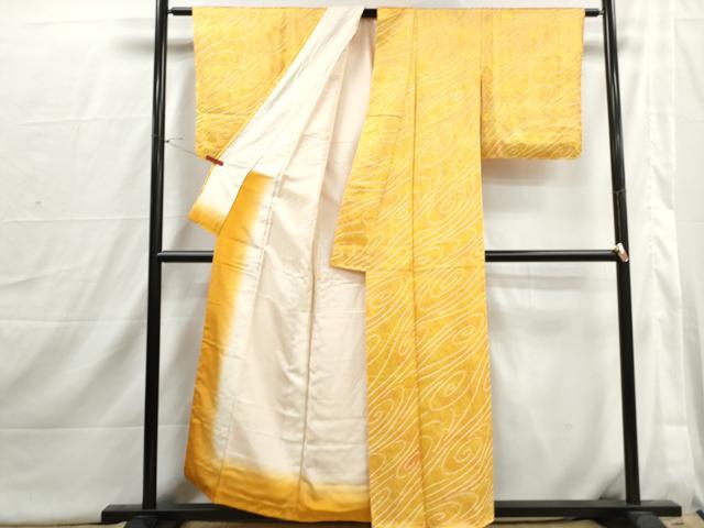 平和屋着物■上質な小紋 絞り 流水文 暈し染め 正絹 逸品 DABI1747qa