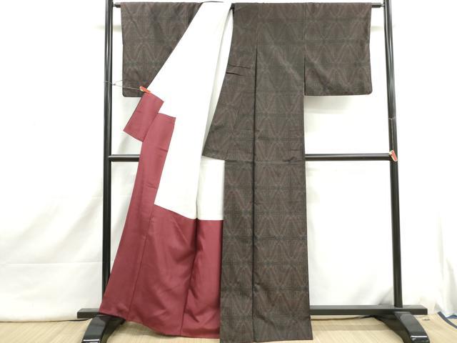 平和屋着物■本場大島紬 幾何学文 正絹 逸品 DABI1748qa