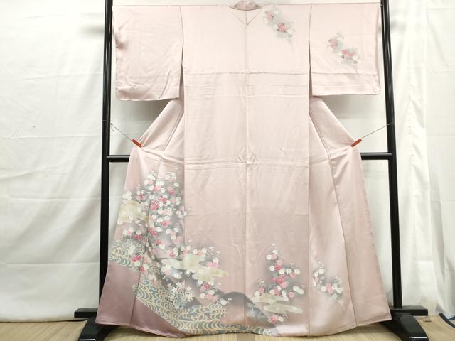 平和屋着物■訪問着 流水草花文 暈し染め 正絹 逸品 DABI1753qa