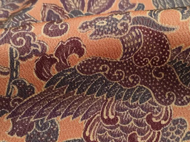平和屋着物■上質な小紋 更紗花鳥文 鬼しぼ縮緬 正絹 逸品 DABI1778qa