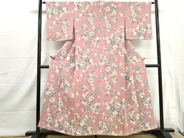 平和屋着物■上質な小紋 辻が花 鬼しぼ縮緬 正絹 逸品 DABI1791qa