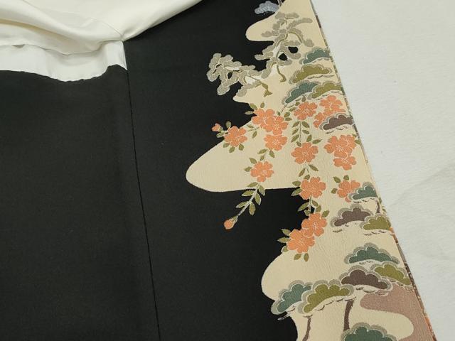 平和屋着物■豪華黒留袖 風景花文 金彩 正絹 逸品 DABI1794qa