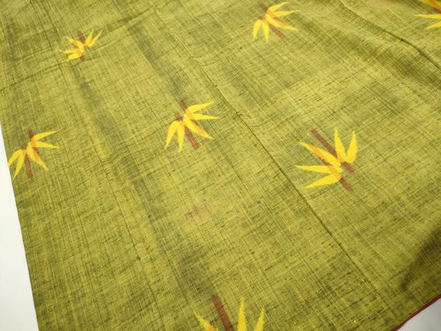 平和屋着物■上質な紬 笹の葉文 正絹 逸品 DABI1798qa