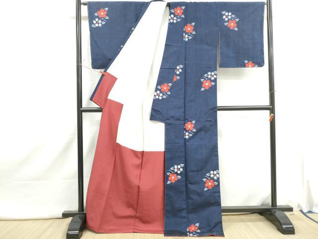 平和屋着物■上質な紬 枝椿文 正絹 逸品 DABI1805qa
