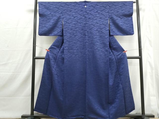 平和屋着物■上質な色無地 露芝地紋 紺青色 正絹 逸品 DABI1811qa