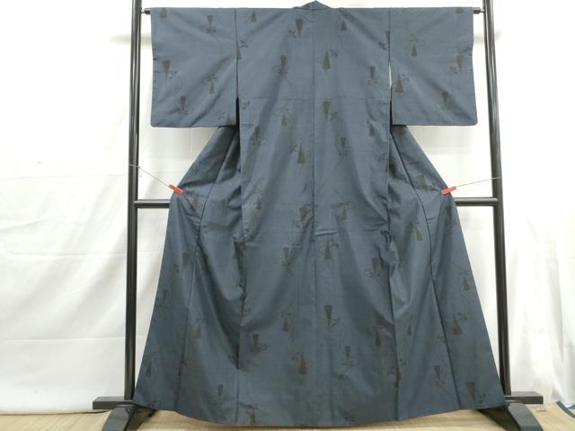 平和屋着物■本場大島紬 7マルキ 抽象檜扇文 正絹 逸品 DABI1817qa