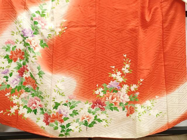 平和屋着物■豪華振袖 枝花文 牡丹 暈し染め 正絹 逸品 DABI1818qa