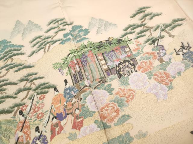 平和屋着物■豪華色留袖 寿光織 人物御所車花文 やまと誂製 正絹 逸品 DABI1819qa
