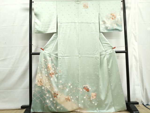 平和屋着物■訪問着 破れ色紙花文 暈し染め 金彩 正絹 逸品 DABI1822qa