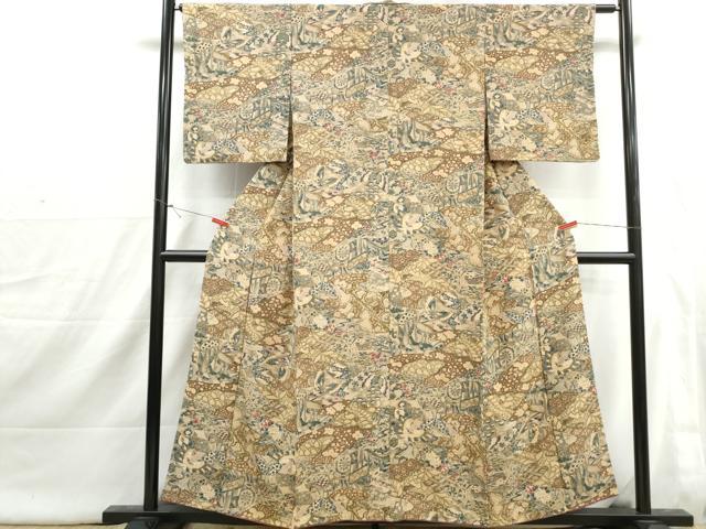 平和屋着物■上質な小紋 辻が花 舞蝶文 正絹 逸品 DABI1831qa