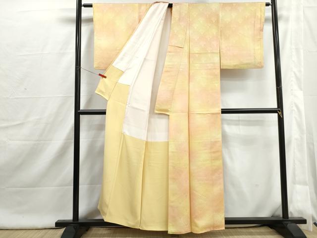 平和屋着物■上質な小紋 花青海波地紋 暈し染め 正絹 逸品 DABI1838qa