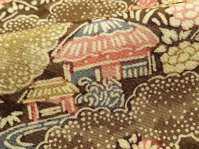 平和屋着物■上質な小紋 風景花文 正絹 逸品 DABI1841qa