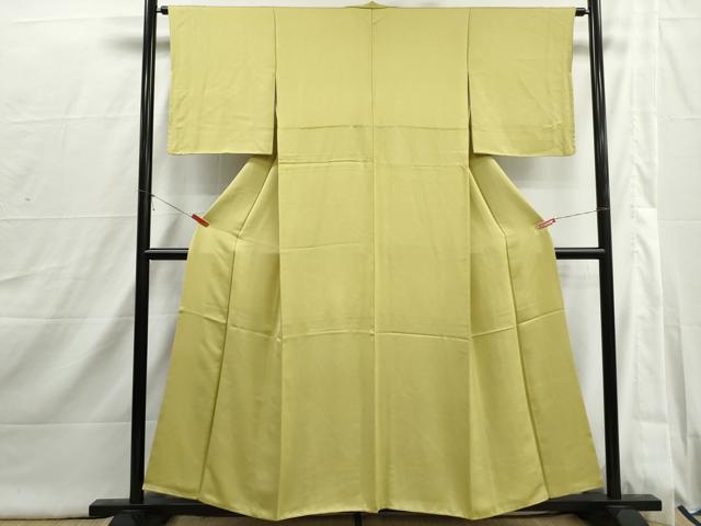 平和屋着物■上質な色無地 刈安色 正絹 逸品 DABI1845qa