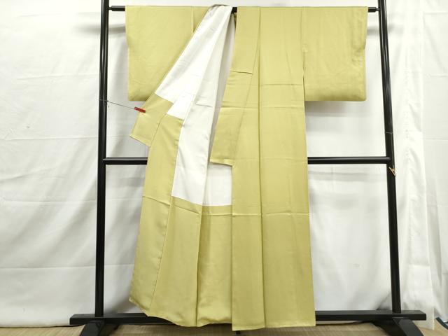 平和屋着物■上質な色無地 刈安色 正絹 逸品 DABI1845qa