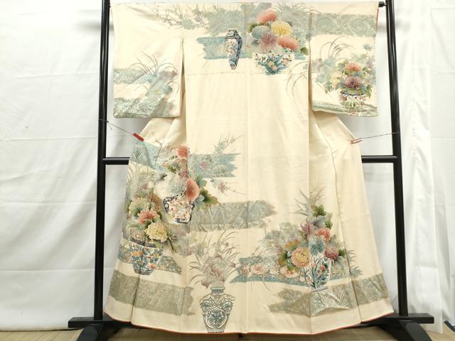 平和屋着物■訪問着 刺繍 飾花文 牡丹 乱菊 金銀彩 正絹 逸品 DABI1852qa