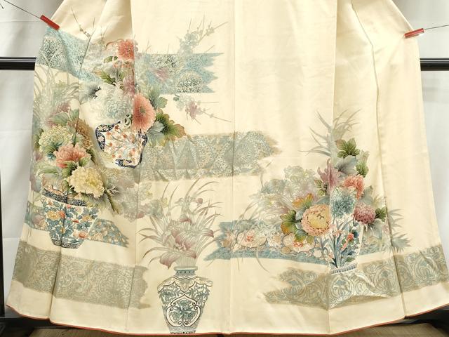 平和屋着物■訪問着 刺繍 飾花文 牡丹 乱菊 金銀彩 正絹 逸品 DABI1852qa