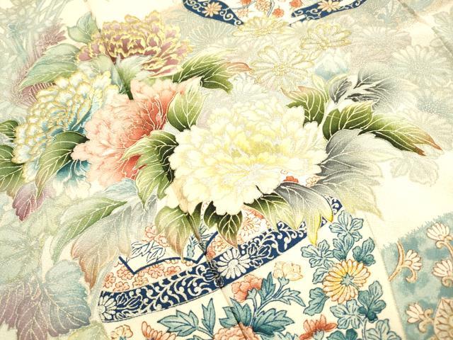 平和屋着物■訪問着 刺繍 飾花文 牡丹 乱菊 金銀彩 正絹 逸品 DABI1852qa