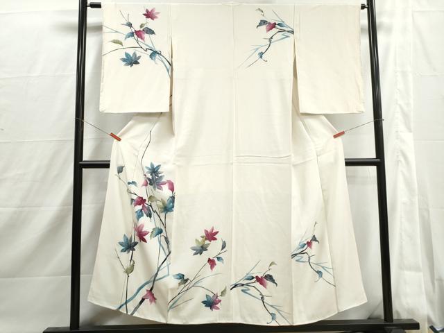 平和屋着物■訪問着 手描き 枝楓文 正絹 逸品 DABI1853qa