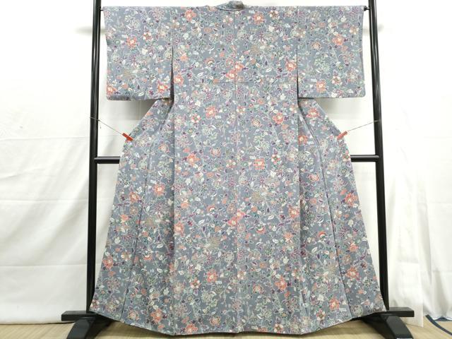 平和屋着物■上質な小紋 更紗花鳥文 正絹 逸品 DABI1856qa