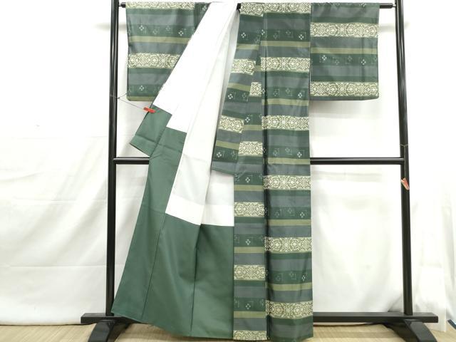 平和屋着物■上質な紬 横段花文 正絹 逸品 DABI1860qa