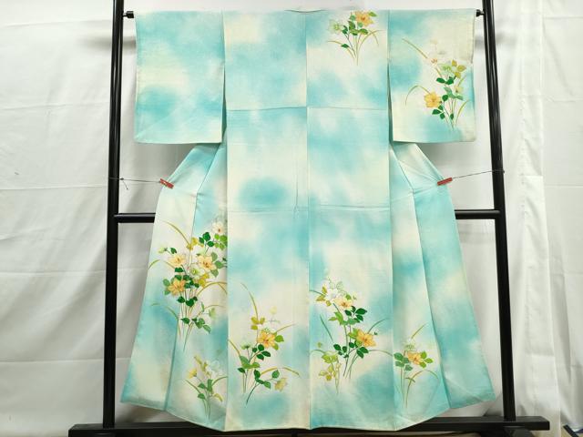 平和屋着物■訪問着 駒刺繍 草花文 暈し染め 金彩 正絹 逸品 DABI1864qa