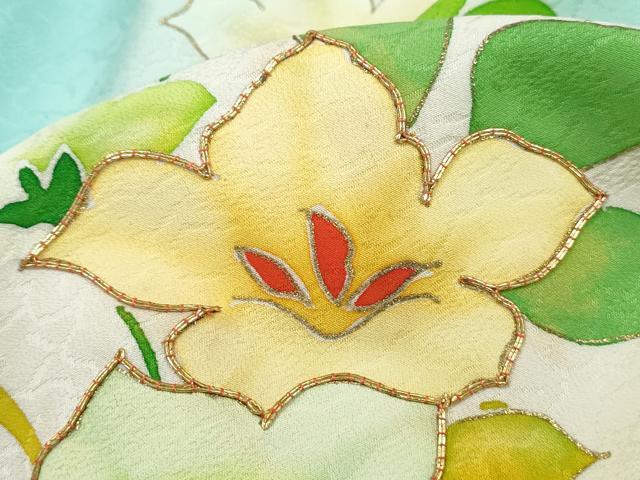 平和屋着物■訪問着 駒刺繍 草花文 暈し染め 金彩 正絹 逸品 DABI1864qa