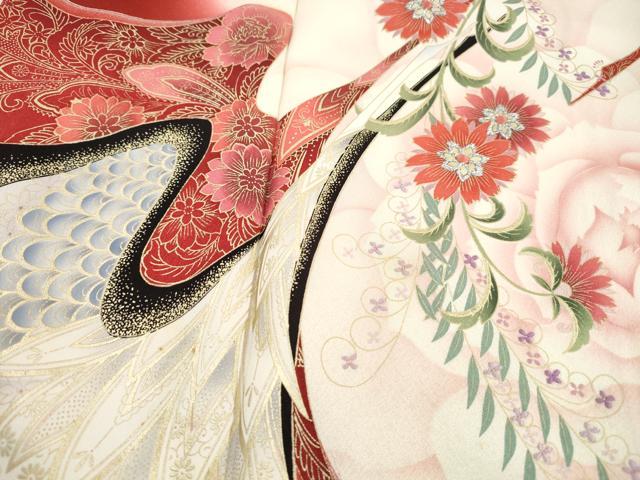 平和屋着物■豪華振袖 刺繍 更紗花鳥文 暈し染め 金銀彩 正絹 逸品 DABI1874qa