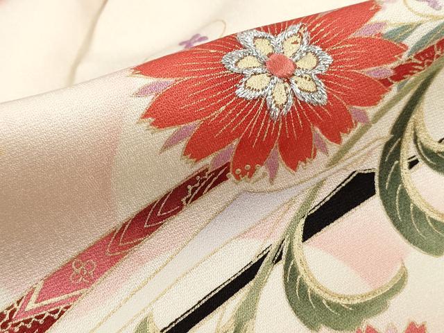 平和屋着物■豪華振袖 刺繍 更紗花鳥文 暈し染め 金銀彩 正絹 逸品 DABI1874qa
