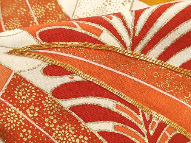 平和屋着物■豪華振袖 駒刺繍 絞り 葉尽くし文 金彩 正絹 逸品 DABI1875qa