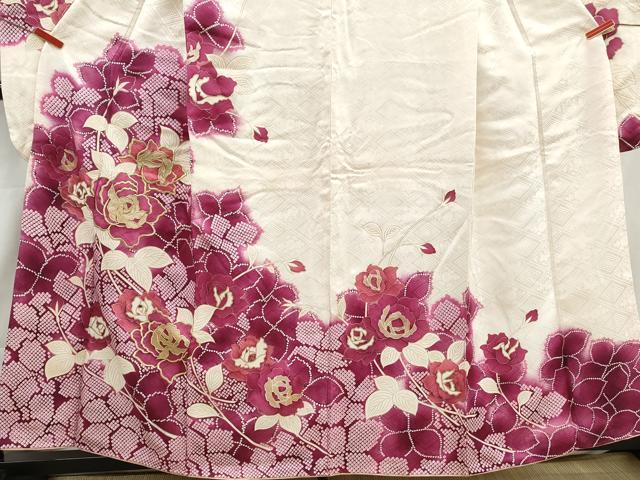 平和屋着物■豪華振袖 薔薇尽くし文 バラ 暈し染め 金糸 正絹 逸品 DABI1877qa