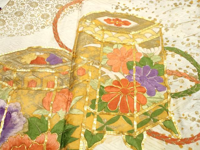 平和屋着物■訪問着 駒刺繍 絞り 貝桶花文 金彩 やまと誂製 正絹 逸品 DABI1878qa