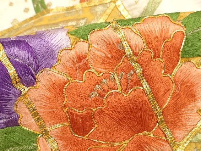 平和屋着物■訪問着 駒刺繍 絞り 貝桶花文 金彩 やまと誂製 正絹 逸品 DABI1878qa