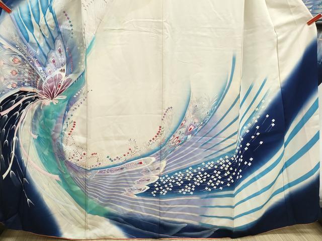 平和屋着物■豪華振袖 刺繍 舞蝶文 暈し染め 銀彩 正絹 逸品 DABI1883qa