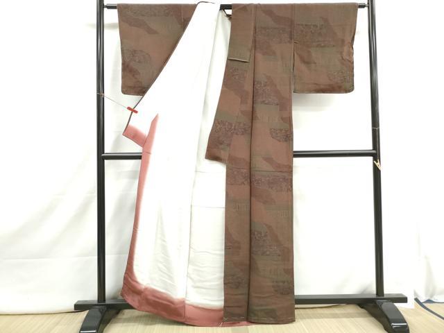 平和屋着物■上質な小紋 道長御所車花文 鬼しぼ縮緬 正絹 逸品 DABI1901qa