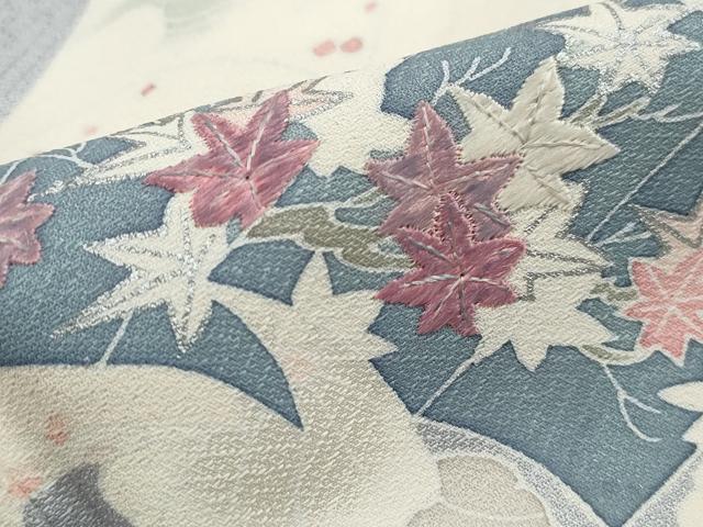 平和屋着物■訪問着 刺繍 花文箱文 銀彩 正絹 逸品 DABI1905qa
