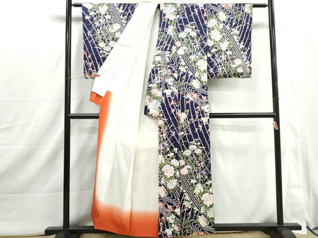 平和屋着物■上質な小紋 草花文 牡丹 金彩 正絹 逸品 DABI1909qa