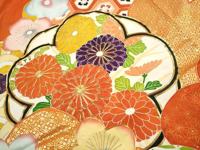 平和屋着物■豪華振袖 駒刺繍 吉祥舞花文 金彩 正絹 逸品 DABI1913qa