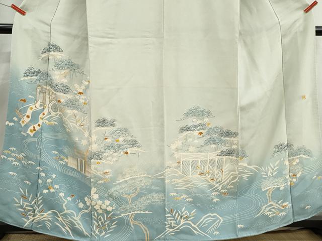 平和屋着物■訪問着 作家物 御所車枝松文 暈し染め 鬼しぼ縮緬 正絹 逸品 DABI1915qa