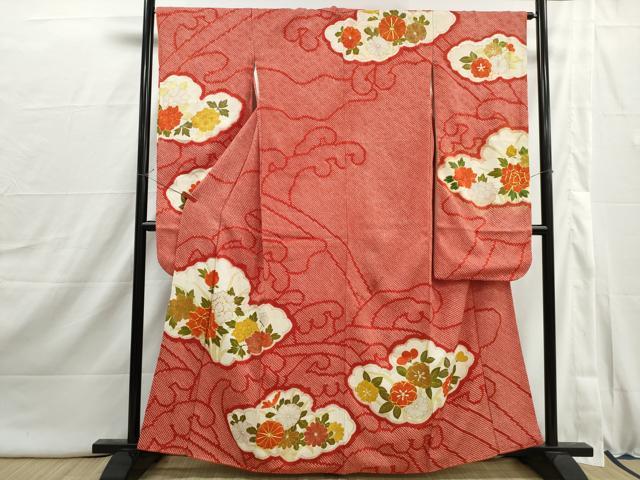 平和屋着物■豪華振袖 駒刺繍 絞り 雲取り草花文 金彩 正絹 逸品 DABI1917qa