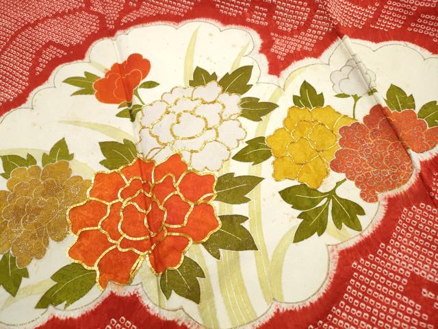 平和屋着物■豪華振袖 駒刺繍 絞り 雲取り草花文 金彩 正絹 逸品 DABI1917qa