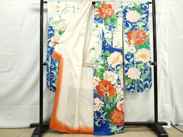 平和屋着物■豪華振袖 駒刺繍 花唐草文 牡丹 金彩 正絹 逸品 DABI1918qa