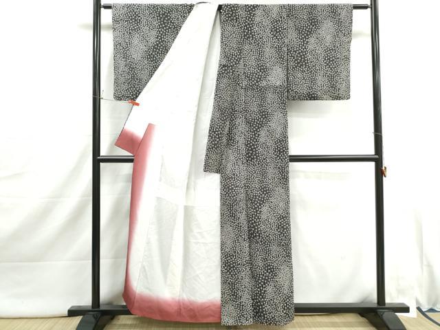 平和屋着物■小紋 花間道 黒地 洗える着物 DABI1927qa