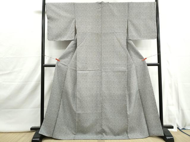 平和屋着物■小紋 鹿の子文 黒地 洗える着物 DABI1932qa