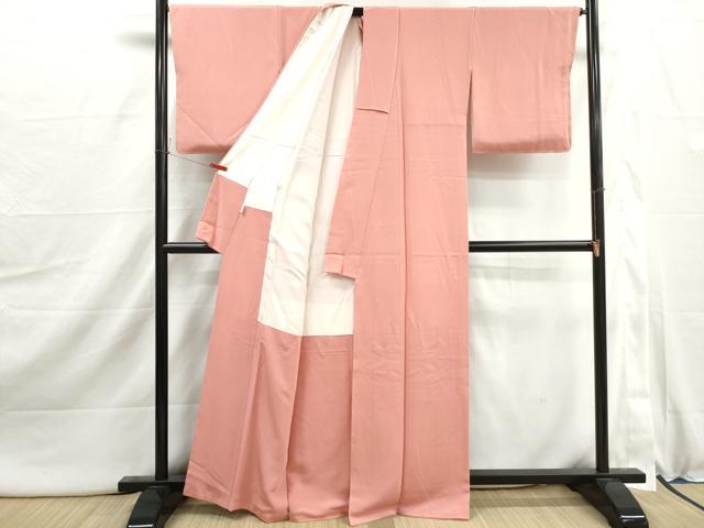 平和屋着物■上質な色無地 抽象地紋 紅梅色 高島屋扱い 正絹 逸品 DABI1953qa